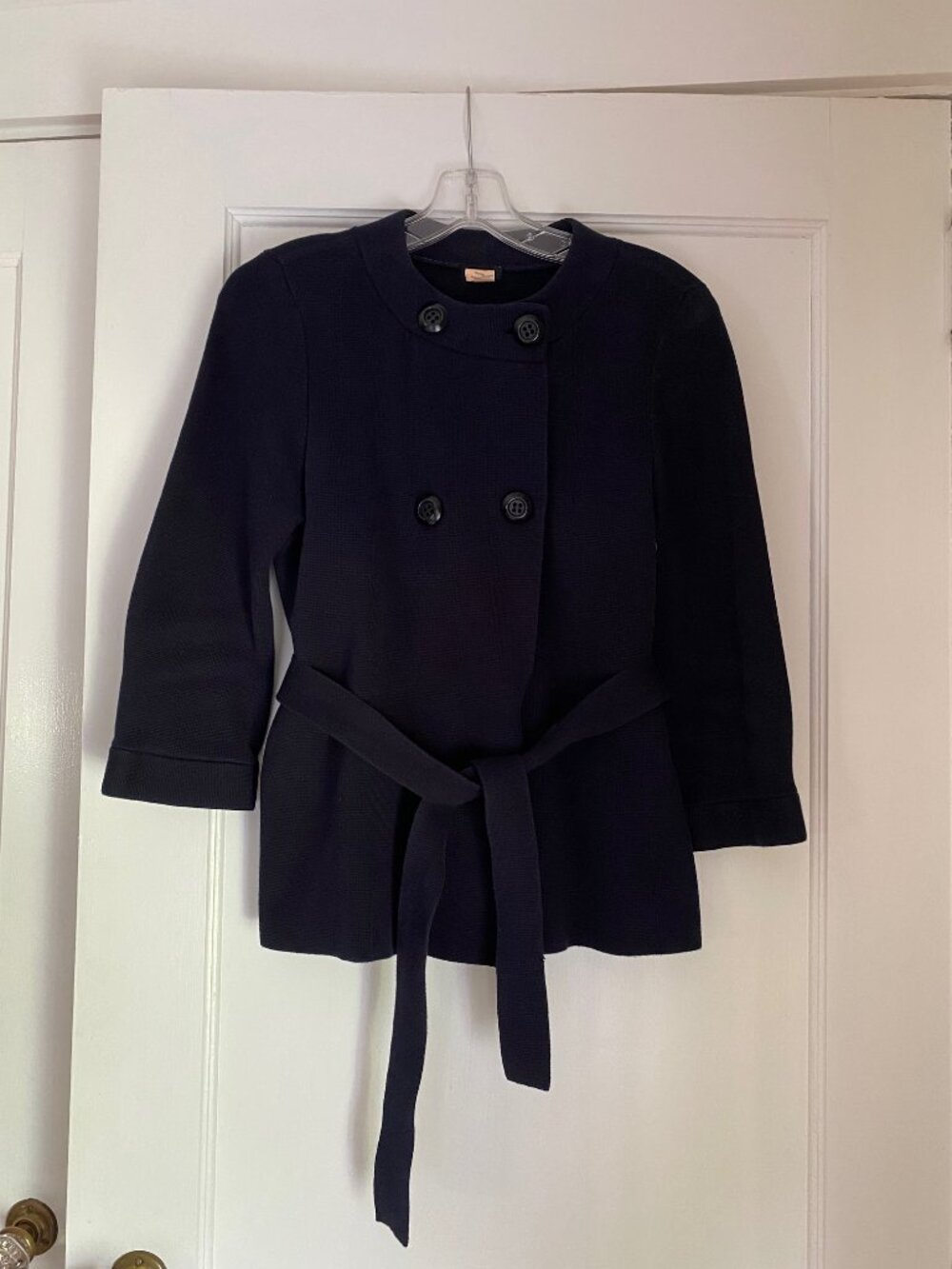J. Crew Double-Breasted Knit Jacket with Belt